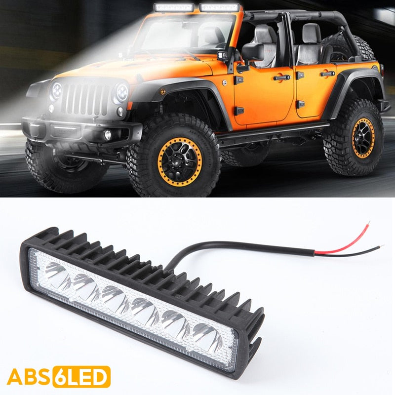 18w Car Working Light Bar 6led Car Lights Spotlight Auto Motorcycle