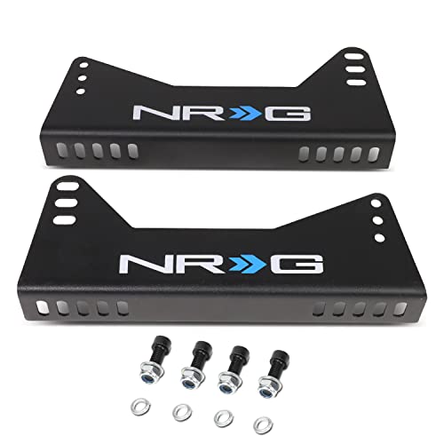 NRG Innovations NRG-RSC-100MB Adjustable Mild Steel Bucket Racing Seat Side Mounting Bracket Kit, Black Powder Coat