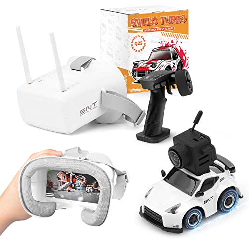 SNICLO 1/100 Scale Remote Control Car with HD FPV Camera and FPV Goggles, High Performance RC Cars for Adults 2.4 GHz RC Drift Car(2009-White)