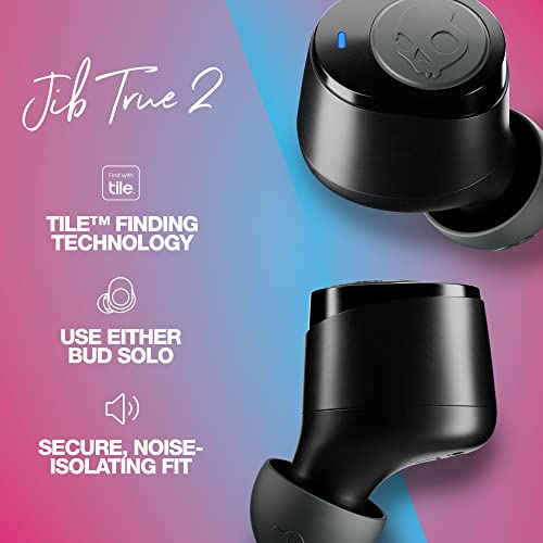 Skullcandy Jib True 2 In-Ear Wireless Earbuds, 32 Hr Battery, Microphone, Works with iPhone Android and Bluetooth Devices - Black