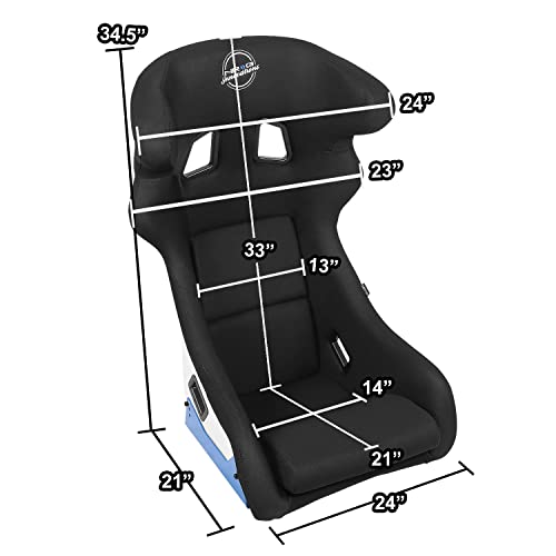 NRG Innovations NRG-FRP-600WT Arrow Embroidery Fixed Back Bucket Racing Seat With Side Mount Brackets,White Fiberglass Shell/Black Fabric Seat Cover