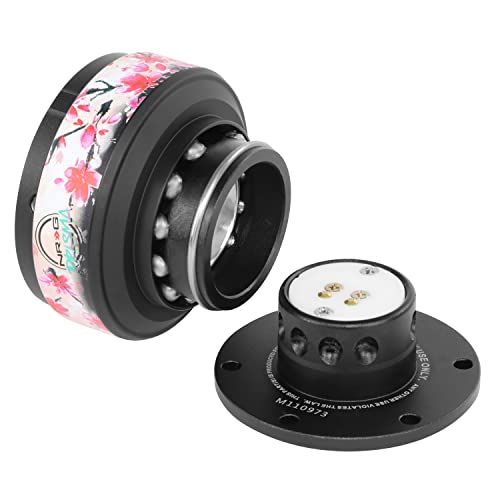 NRG Innovations NRG-SRK-200BK-SAK Gen 2.0 Steering Wheel Quick Release Adapter 6-HOLE with Mounting Bolts, Quick Release - Black Body/Sakura ring with Prisma Collab