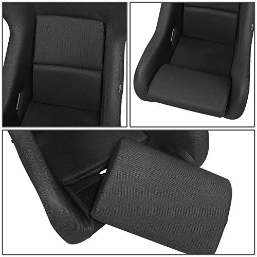 NRG Innovations NRG-FRP-600WT Arrow Embroidery Fixed Back Bucket Racing Seat With Side Mount Brackets,White Fiberglass Shell/Black Fabric Seat Cover