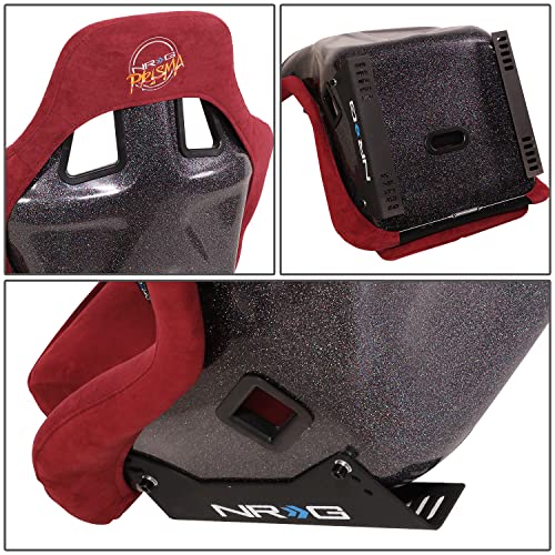 NRG Innovations NRG-FRP-302MAR-PRISMA Universal Fixed Back Bucket Racing Seat for 6-Point Harnesses, Size L, Maroon Seat Cover