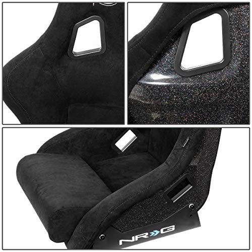 NRG Innovations NRG-FRP-302BK Large Size Fiber Glass Bucket Racing Seat Black Alcantara