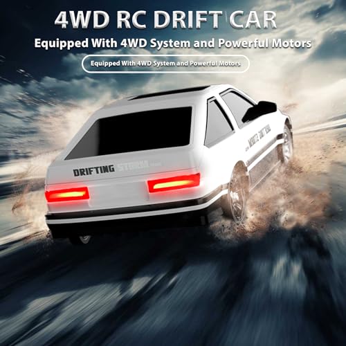 Remote Control Car RC Drift Car 1:16 Scale 4WD RC Car with LED Lights 2.4GHz 30km/h Hard Shell RTR High Speed Drift Racing Sport Toy Car for Adults Boys Girls Kids Gift 2Pcs Rechargeable Batteries