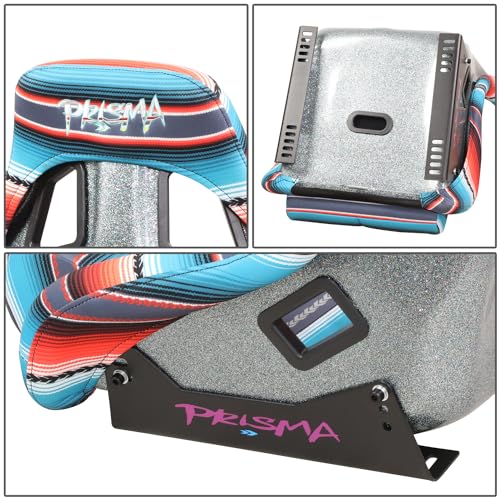 NRG Innovations Prisma Fixed Back Bucket Racing Seat with Bottom Mount Bracket, 24" W X 36" H X 18" D, Red White Blue Black Pink Serape Print, FRP-302-BAJACALI