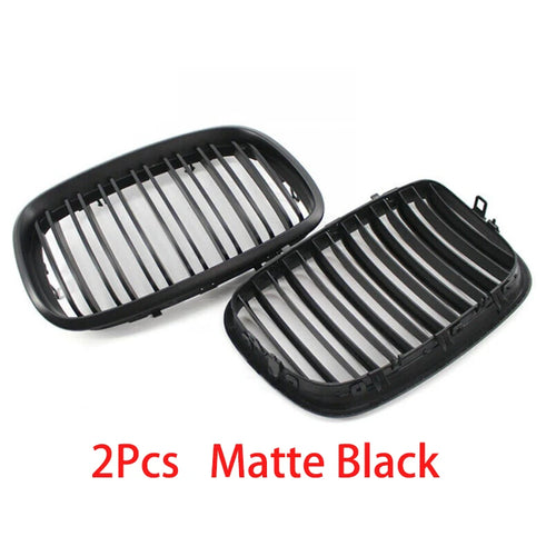 2Pcs Kidney Grille ABS Gloss Black Front Bumper Racing Grill for BMW