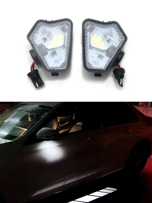 2Pcs Car Led Under Side Rearview Mirror Puddle Light For Mercedes Benz