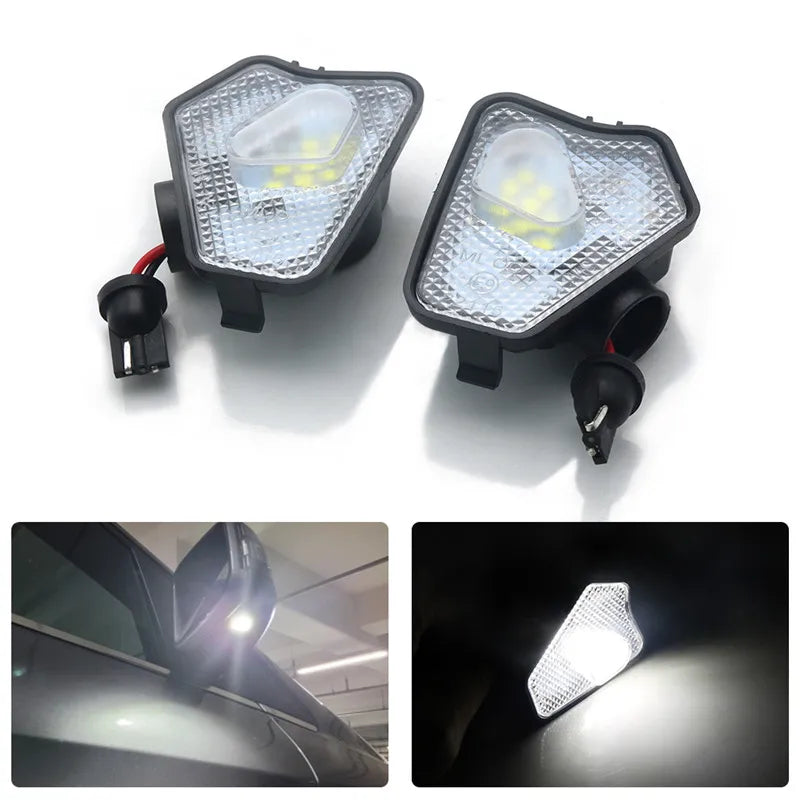 2Pcs Car Led Under Side Rearview Mirror Puddle Light For Mercedes Benz