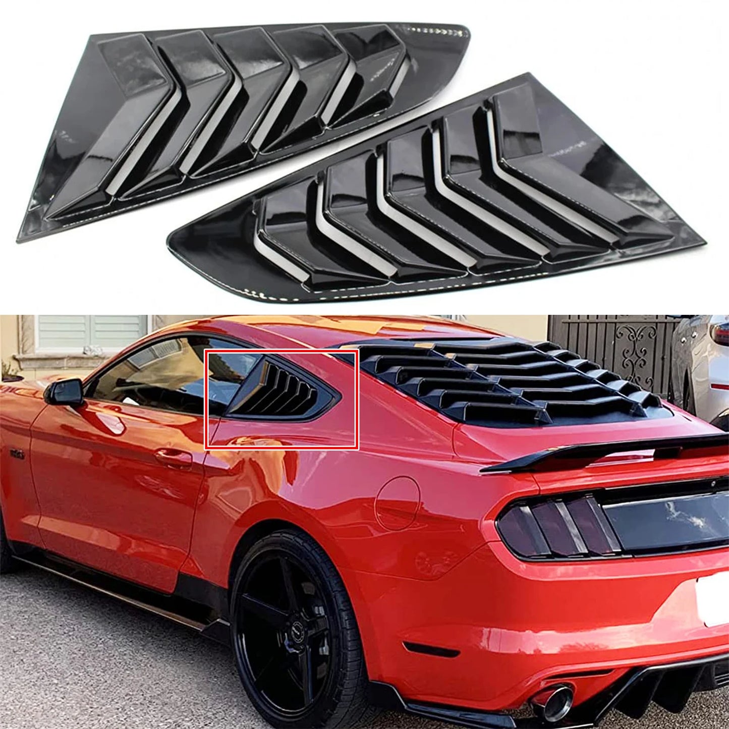 Rear Quarter Window Louvers For Ford Mustang 2015-2021 Scoops Spoiler