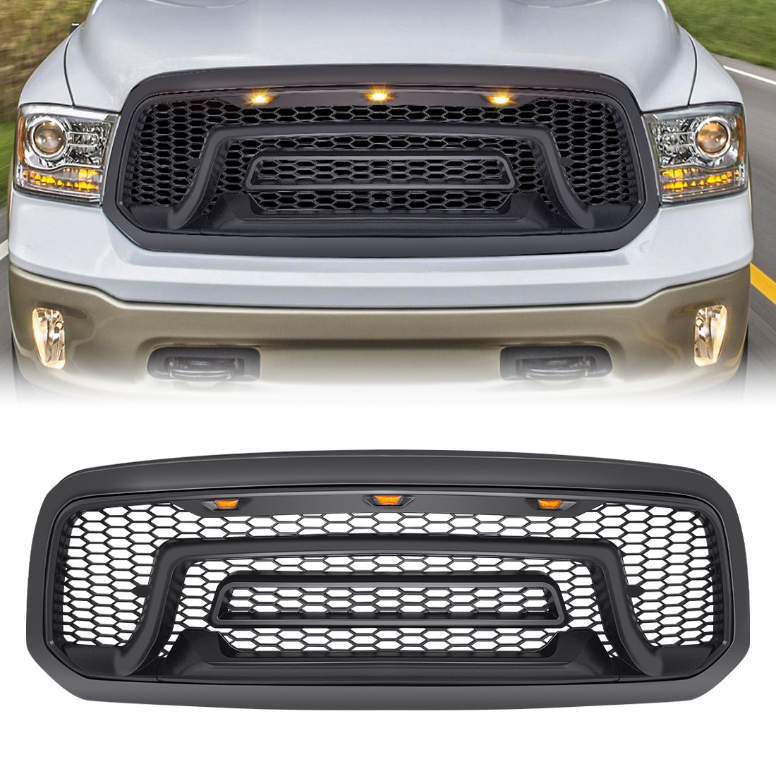 Rebel Style Front Grille W/Amber LED Lights