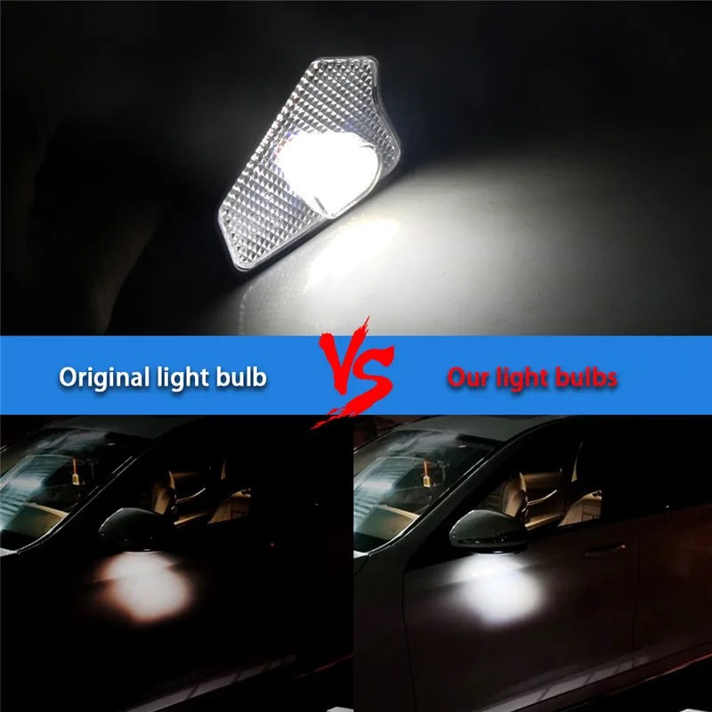 2Pcs Car Led Under Side Rearview Mirror Puddle Light For Mercedes Benz