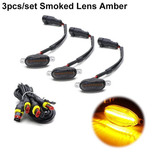 Universal Car Front LED Grille Light Smoked Amber White 12LED Grill