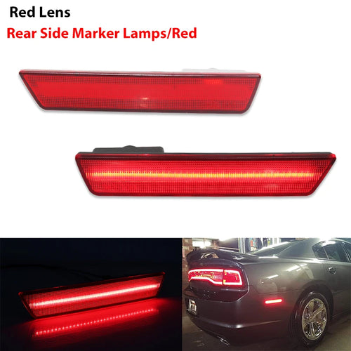 (2) Smoked Lens Rear Side Marker Lamps with 36-SMD Red LED Lights For