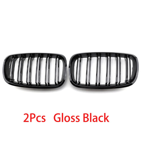 2Pcs Kidney Grille ABS Gloss Black Front Bumper Racing Grill for BMW