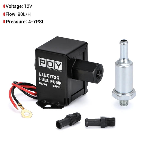 Universal 12V Electronic Inline Fuel Pump 4-7PSI High Pressure 90LPH