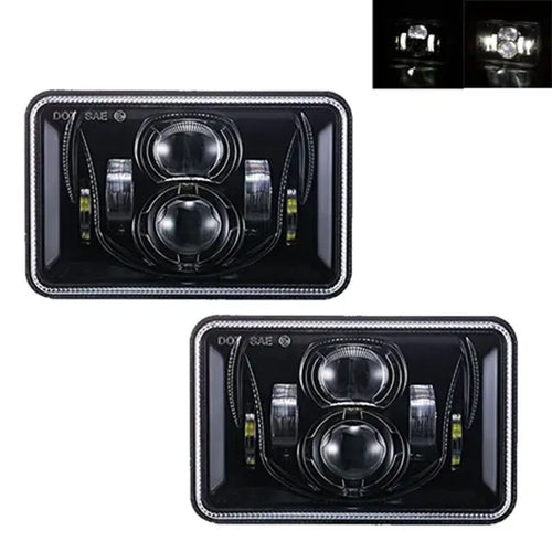 2PCS LED Headlight Halo DRL For 86-95 Jeep Wrangler YJ 84-01 Cherokee