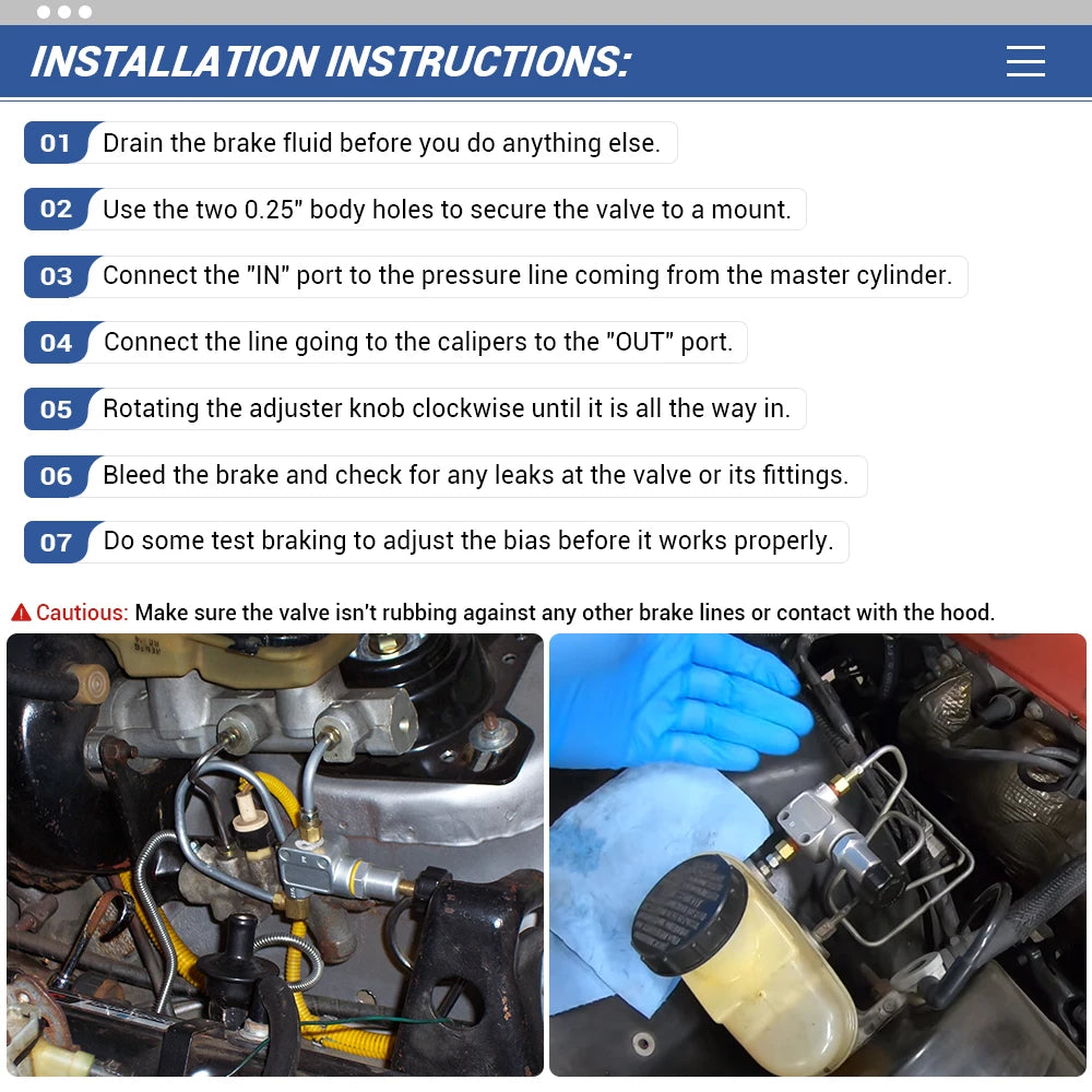 VR - Brake Bias Proportioning Valve Pressure Regulator For Brake