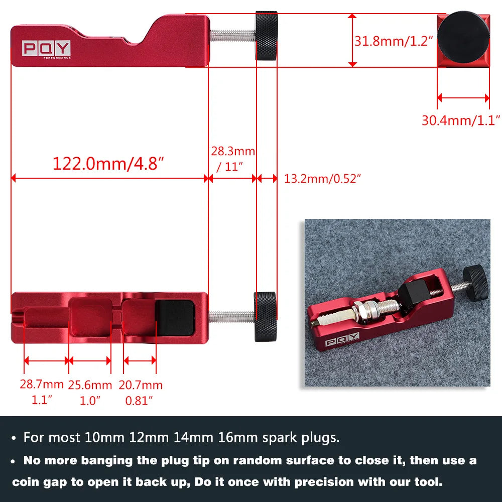 Universal Spark Plug Gap Tool Electrode Compresses 10mm 12mm 14mm 16mm