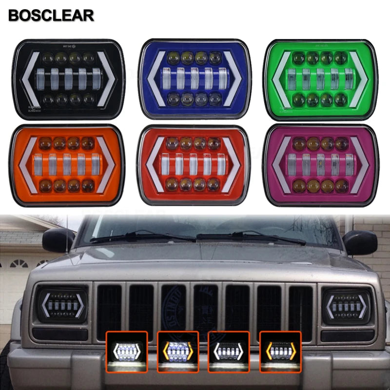 7X6 5X7 inch Headlight for Jeep Cherokee XJ 1984-2001 Square Led