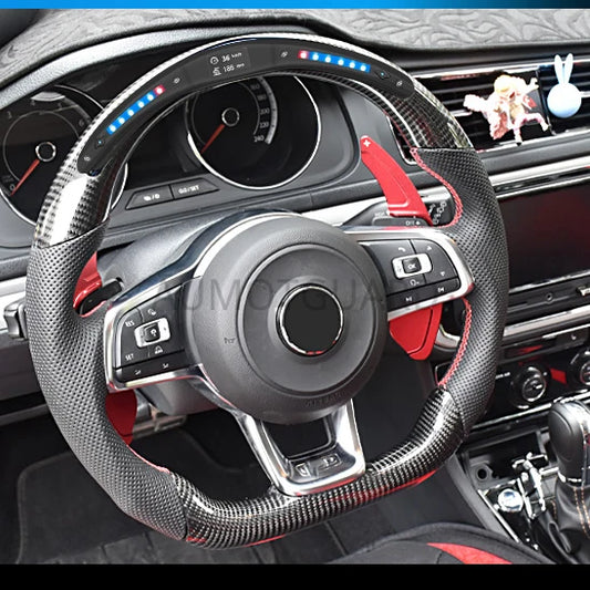 Real Carbon Fiber LED Steering Wheel compatible for Volkswagen GOLF 7