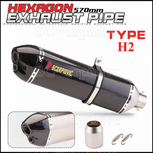 570MM Universal Motorcycle Exhaust Carbon fiber Escape Moto Pipe