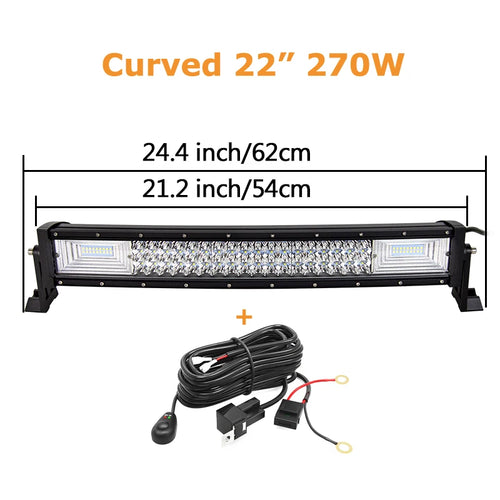 22 32 42 52 Inch 270W 405W 7d Off Road Led Light Bar Curved LED