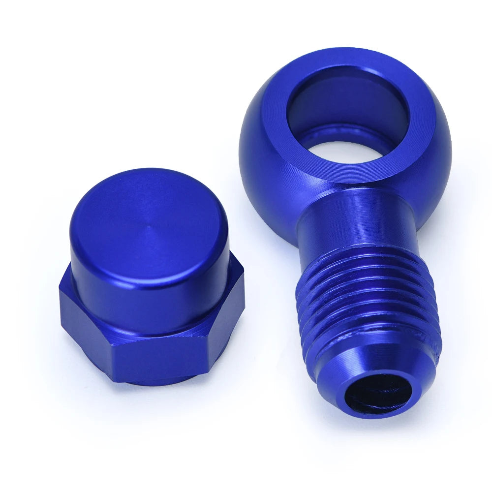 WLR- Aluminum Blue AN6 to 12.5MM Outlet Banjo Adapter Fitting + Cap