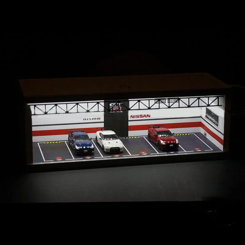 1:64 Scale Nissan GTR R-35 Parking Lot Vehicle Model Scene for Diecast