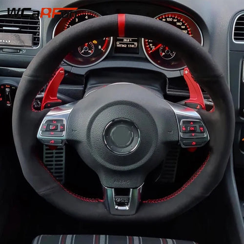 WCaRFun Custom Hand-Stitched Perforated Suede Steering Wheel Covers