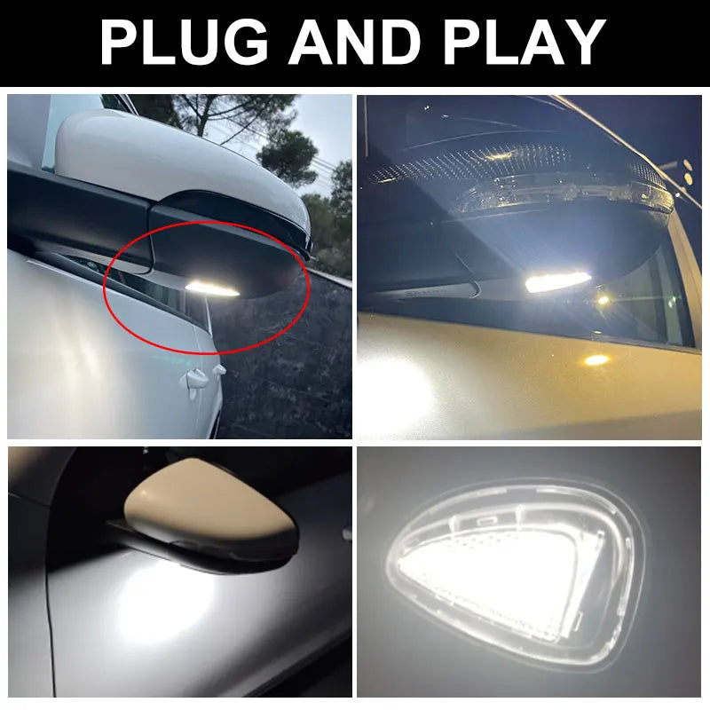 2pcs Error Free White Led Under Side Mirror Puddle Light Canbus For VW