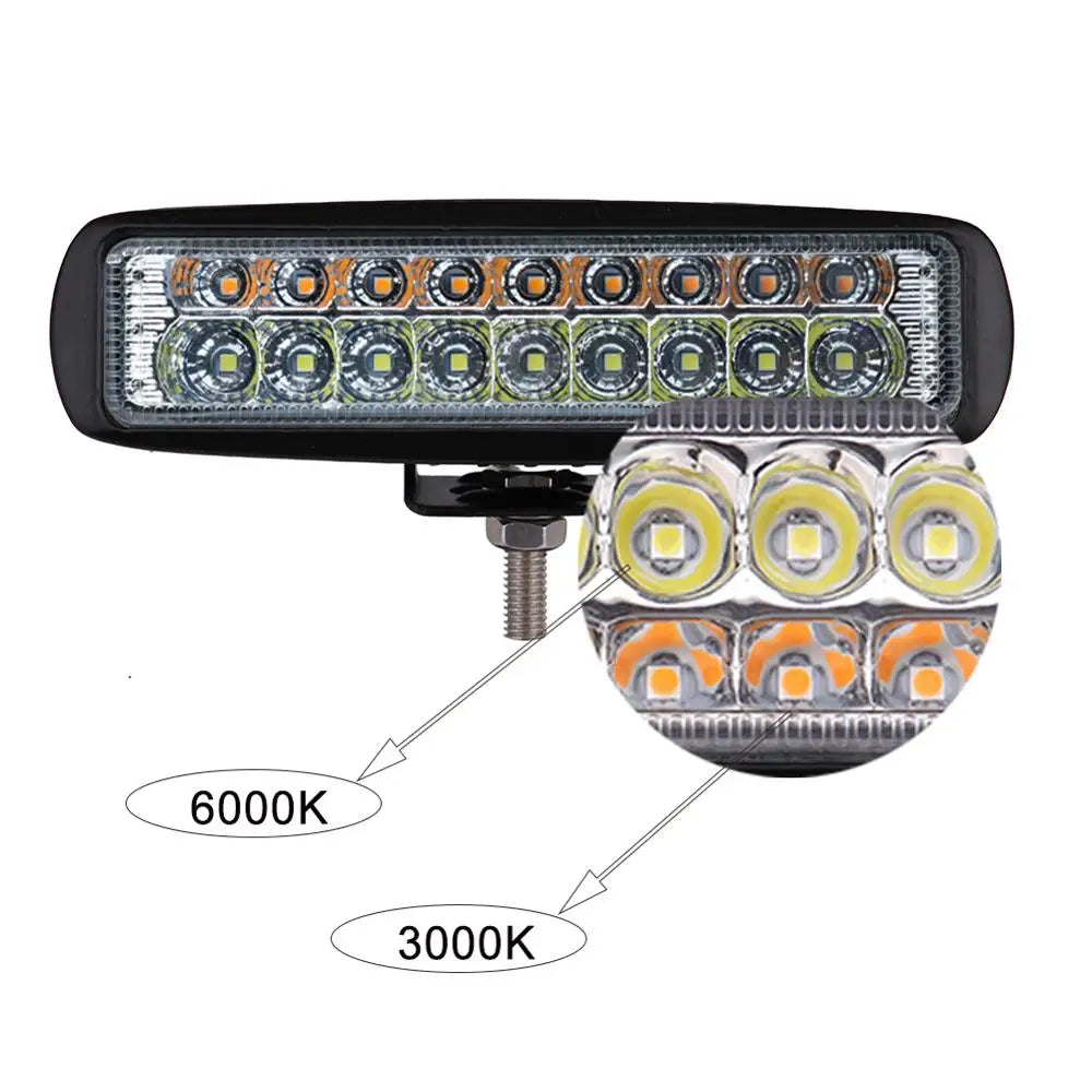 1 Piece 6inch Slim Led Light Bar 54W 3000K/6000K Dual Color Led