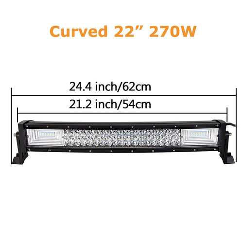 22 32 42 52 Inch 270W 405W 7d Off Road Led Light Bar Curved LED