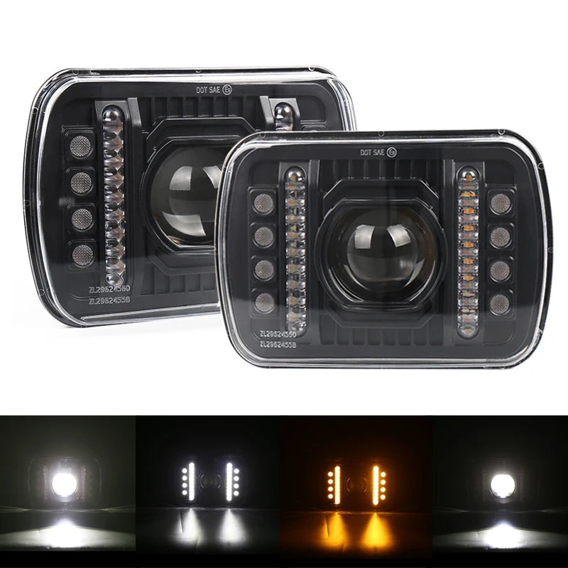 2 pcs Car LED Driving Running Light Turn Signal 5X7 Inch Projector