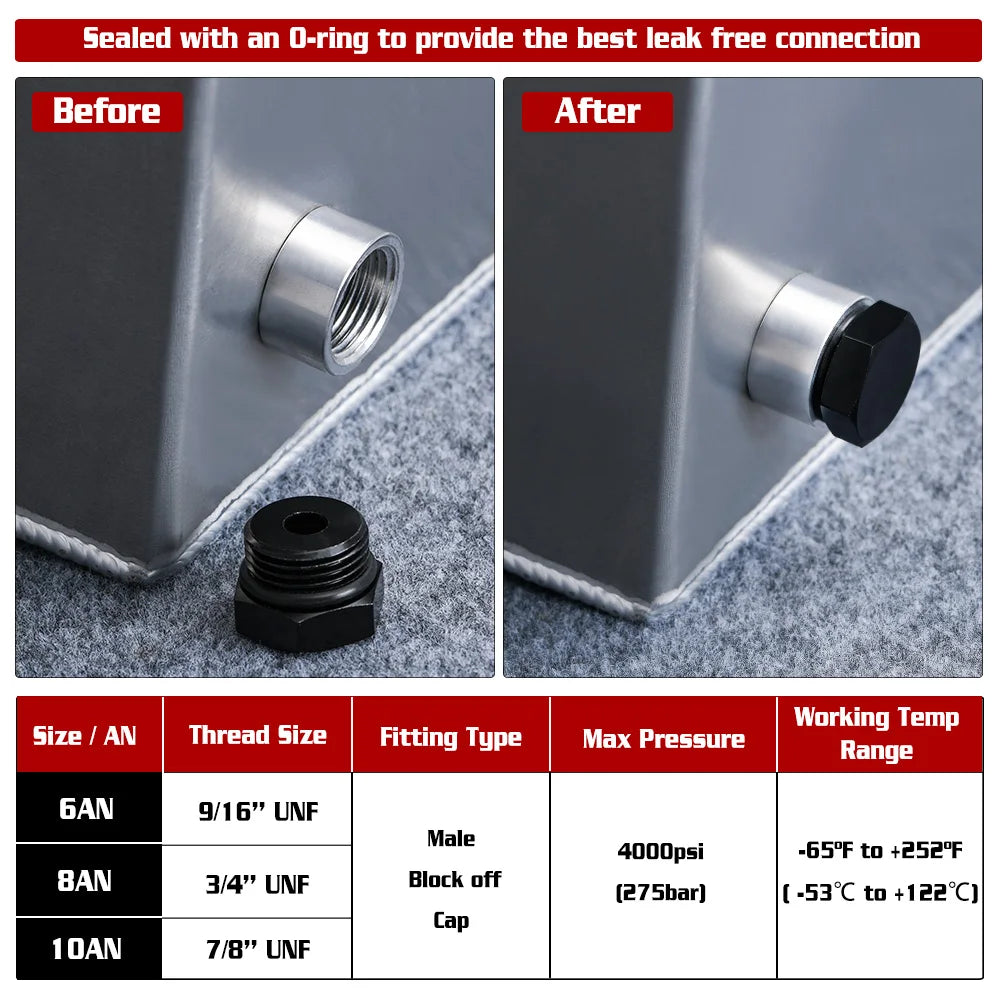 10 Pieces AN6 AN8 AN10 Male Block Off Cap Fitting Hex Head Plug With