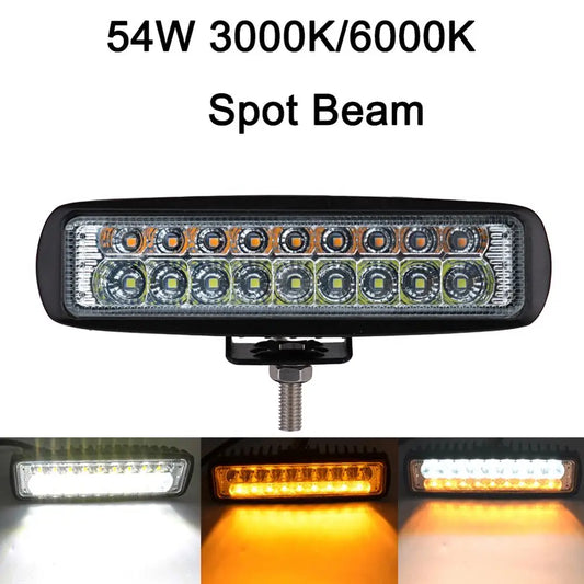 1 Piece 6inch Slim Led Light Bar 54W 3000K/6000K Dual Color Led