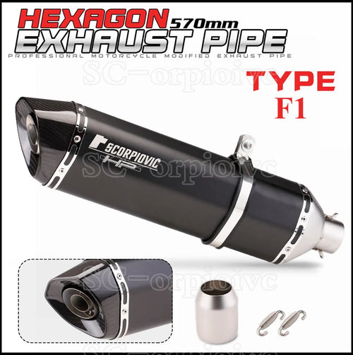 570MM Universal Motorcycle Exhaust Carbon fiber Escape Moto Pipe