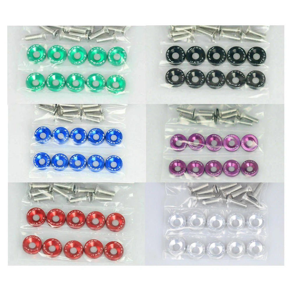 7Color 70PCS Aluminum JDM Fender Washers and M6 Bolt Car Modified Hex