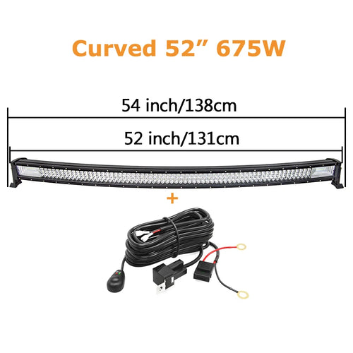 22 32 42 52 Inch 270W 405W 7d Off Road Led Light Bar Curved LED