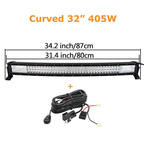 22 32 42 52 Inch 270W 405W 7d Off Road Led Light Bar Curved LED