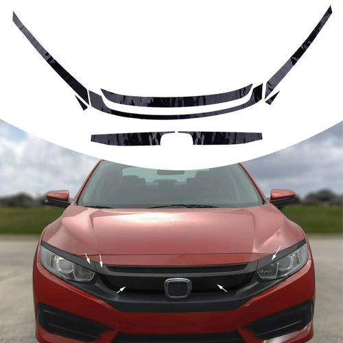 8pcs/set Glossy Black Car Front Upper Bumper Grille Molding Trim