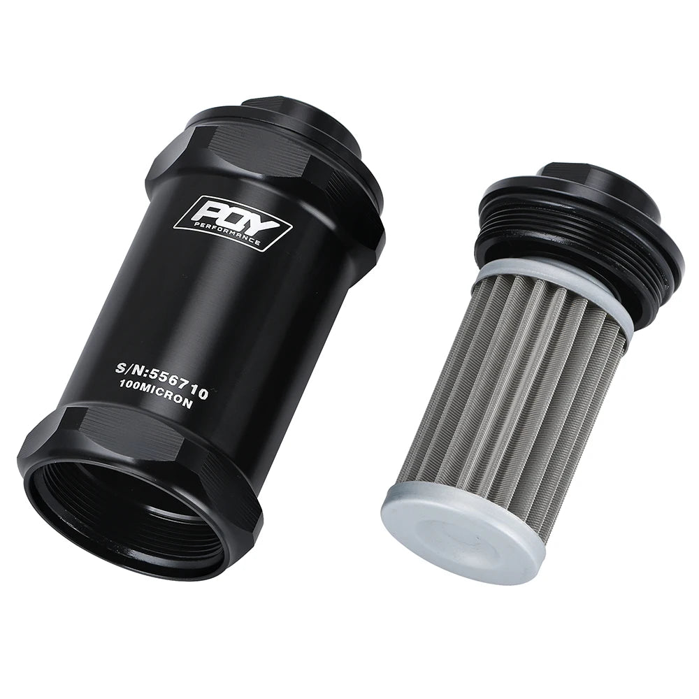 VR - PQY BLACK AN6 / AN8 / AN10 Inline Fuel Filter E85 Ethanol With