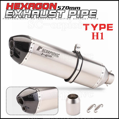 570MM Universal Motorcycle Exhaust Carbon fiber Escape Moto Pipe