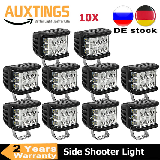 2/10PCS 4" 3 Sides Shooter 60W Led Work Light Cube Off Road 4x4 ATV