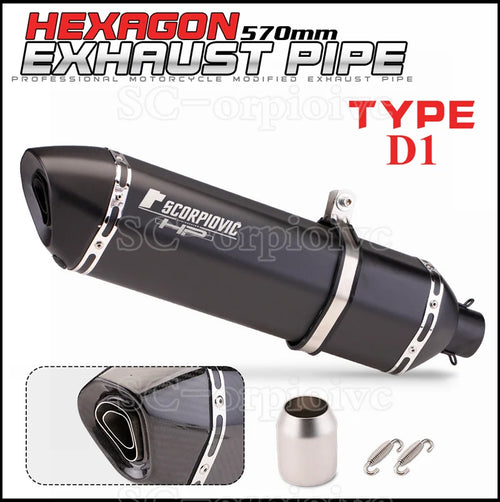 570MM Universal Motorcycle Exhaust Carbon fiber Escape Moto Pipe