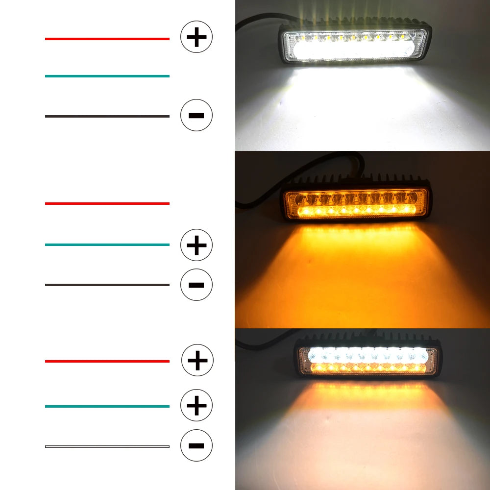 1 Piece 6inch Slim Led Light Bar 54W 3000K/6000K Dual Color Led