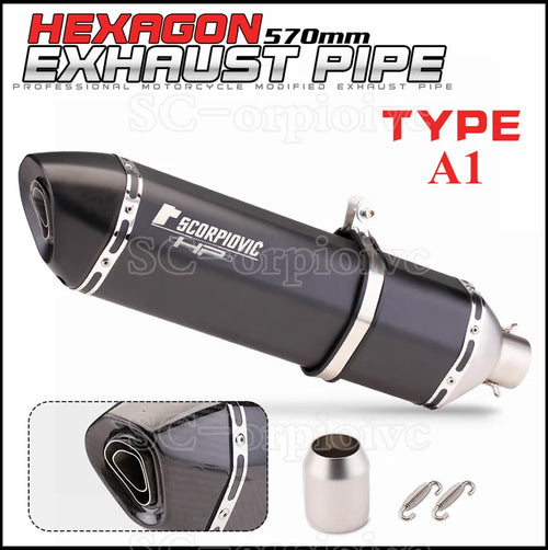 570MM Universal Motorcycle Exhaust Carbon fiber Escape Moto Pipe