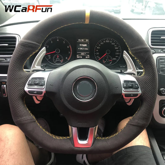 WCaRFun Custom Hand-Stitched Perforated Suede Steering Wheel Covers