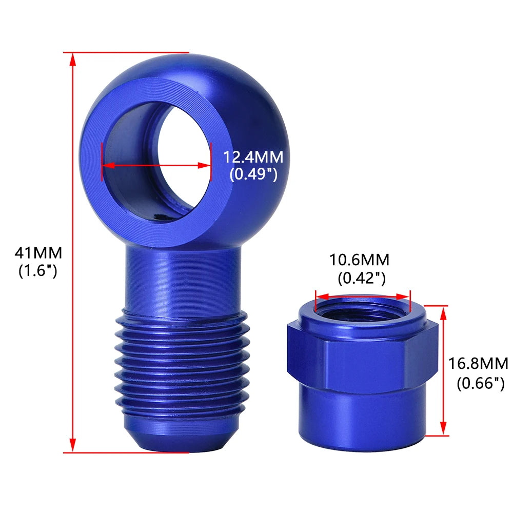 WLR- Aluminum Blue AN6 to 12.5MM Outlet Banjo Adapter Fitting + Cap